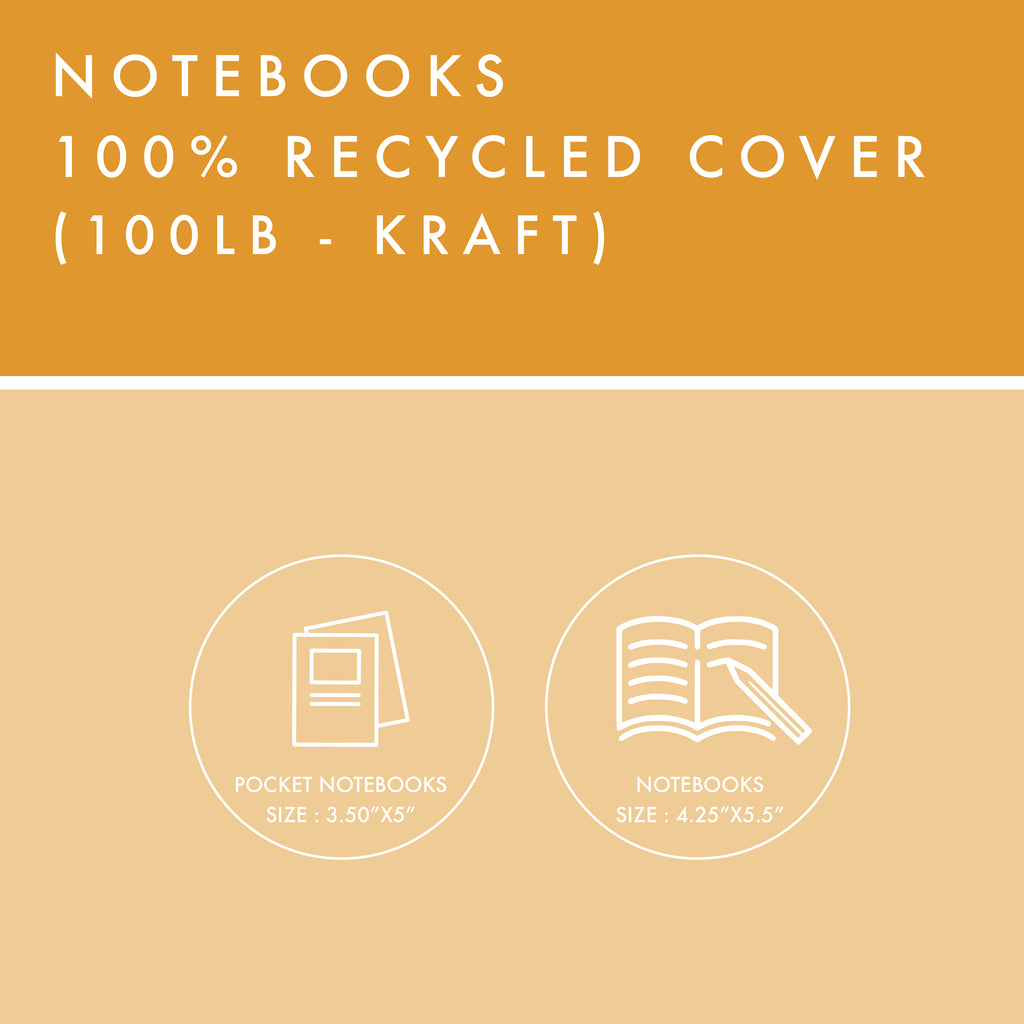 Notebooks - 100% Recycled Cover - Kraft